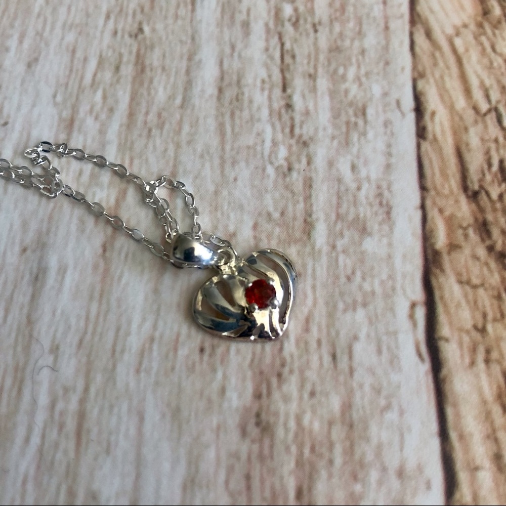 925 sterling silver heart necklace 16”
